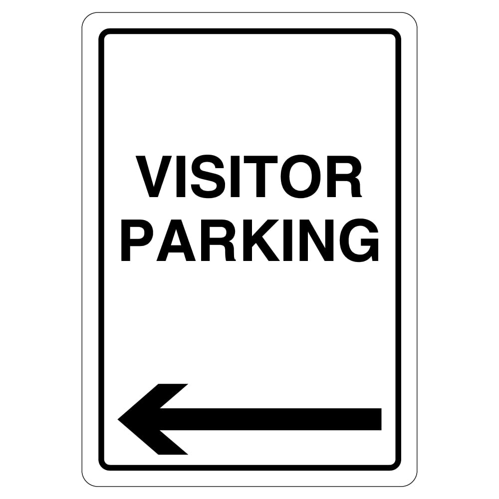 V Safety Visitor Parking - Arrow Left 210 x 297 mm (A4) - 1mm Rigid Plastic Safety Sign