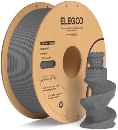 ELEGOO PLA Filament 1.75mm Marmor Zement Grau 1KG | 3D Drucker Filament mit Maßgenauigkeit +/- 0.02mm, 1kg Spule (2,2lbs) für die Meisten FDM 3D Drucker