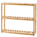 GOFLAME 3-Tier Bamboo Shelf Bathroom Utility Storage Adjustable, Free Standing Multifunctional...