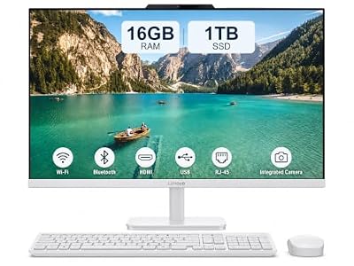 WOWPC Customized All in One Desktop, Intel Ultra-Fast Quad-Core CPU| 24'' Full HD Display| 16GB RAM, 1TB SSD| Wi-Fi 6| Bluetooth| USB, Ethernet Port| Windows 11 | HDMI Out| Wireless Keyboard & Mouse