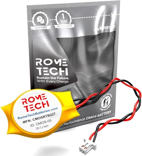 Rome Tech RTC CMOS Battery for Lenovo ThinkPad T40P, T41, T410, T410i - Laptop Backup BIOS CR2032 with 2 Pin Wire Cable (1-Pack)