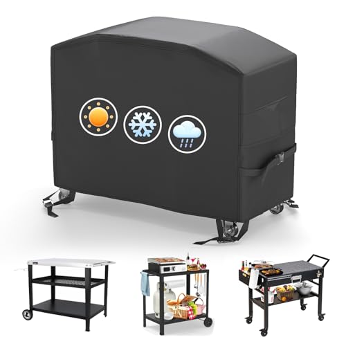 Grill Cart Cover 3117 Inch Outdoor Grill Table Cover 600D Oxford Cloth Waterproof Material Adjustable Straps with Ventilation Holes Black
