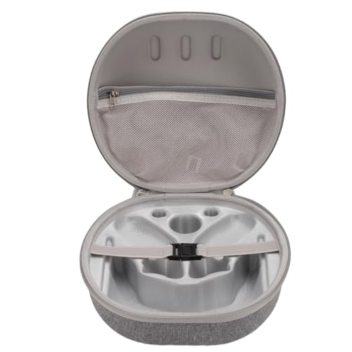 Large Capacity VR Glasses Carrying Case, Shockproof, Double Zipper, with Shoulder Strap for 3 (Gray)