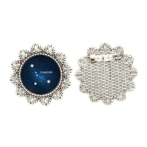 Broche de plata de Cáncer con diseño exclusivo de constelación en talla medium