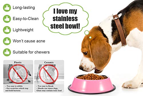 Podinor Stainless Steel Dog Bowls, Food And Water Non Slip Anti Skid Stackable Pet Puppy Dishes For Small, Medium And Large Dogs (2 Pack) #TOP3