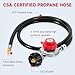 JEASOM 4FT Adjustable High Pressure Propane Regulator with Hose (0-10 PSI) - 1/8
