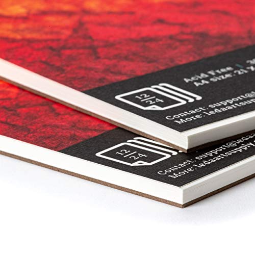 Leda Art Supply Hot Pressed Watercolor Paper Jumbo 2 Pack (24 Sheets) 300Gm - 140 Lb 25% Cotton Fine Italian Art Water Color Paper | Smooth Surface For Professional Renderings A4 Size 8.25 X 11.5 Inch #TOP3