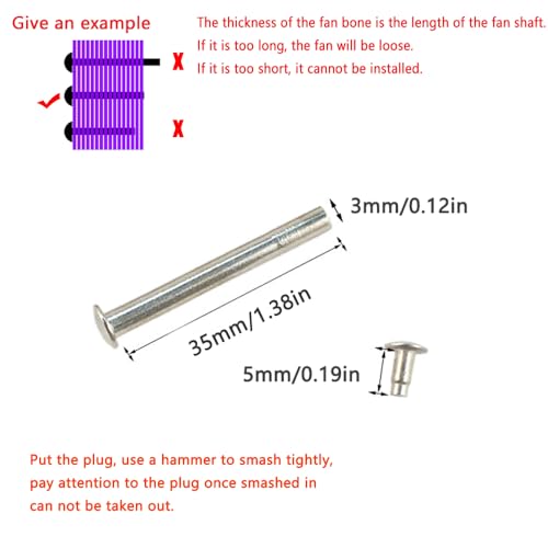 UtySty 8 Pack Folding Fan Axle Rivet Nail Nut Repair Kit 35mm / 1.38in Handheld Fans Central Rotating Shaft Replacement Fastener for DIY Handmade Bamboo Paper Flower Foldable Hand Fan Accessories