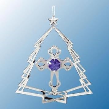 Chrome Cross in Tree Ornament - Purple Mascot Crystal