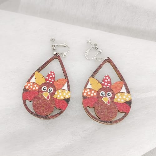 Aretes clip on de Acción de Gracias con calabaza y hoja de arce miniatura 4