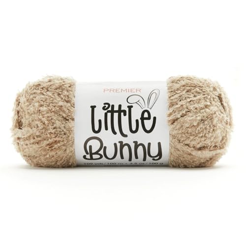 Premier Yarns Little Bunny Yarn, Bulky Weight Plush Knitting and Crocheting Yarn, 100% Polyester, Toffee, 3.5 oz, 109 yards