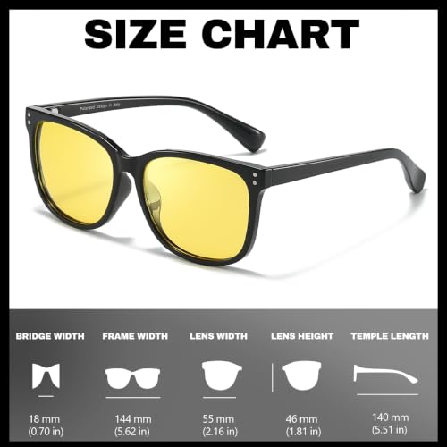 Image of Myiaur Women's Polarized Night Driving Glasses, Anti-Glare Yellow Lens | Nighttime Driving Glasses Boost Low Light Vision, UV400 Protection, Lightweight Frame For Night Driving, Rain & Fog