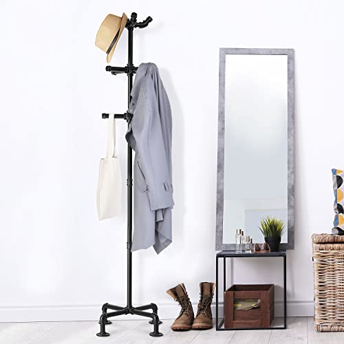 Mygift 64 Inch Industrial Black Metal Freetandiing Coat Rack Stand With Realistic Pipe Design And 12 Hooks, Entryway Organizer For Hanging Coats, Hat, Handbags, Scarves #TOP1