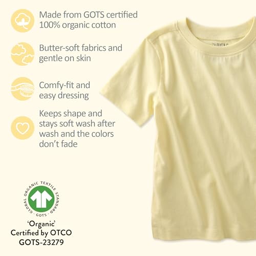 Image of Butterblu Taylor 5-Pack Short Sleeve T-Shirts​ 100% Organic Cotton | GOTS Certified Organic Cotton for Baby, Toddler Girls, Boys, Unisex, Made to Match Layering Solid Colors