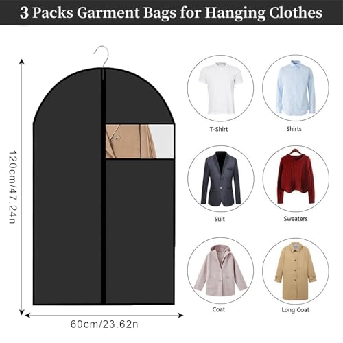 Lot de 3 housses à vêtements en PEVA 60x120cm Housse Protection Vêtements – vue 2