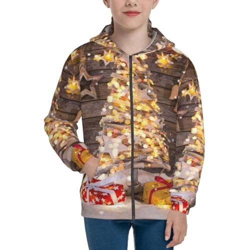 Christmas Tree Kids Pullover Hoodies Boys Zip Up Sweatshirts Girls Athletic Clothes with Pocket3