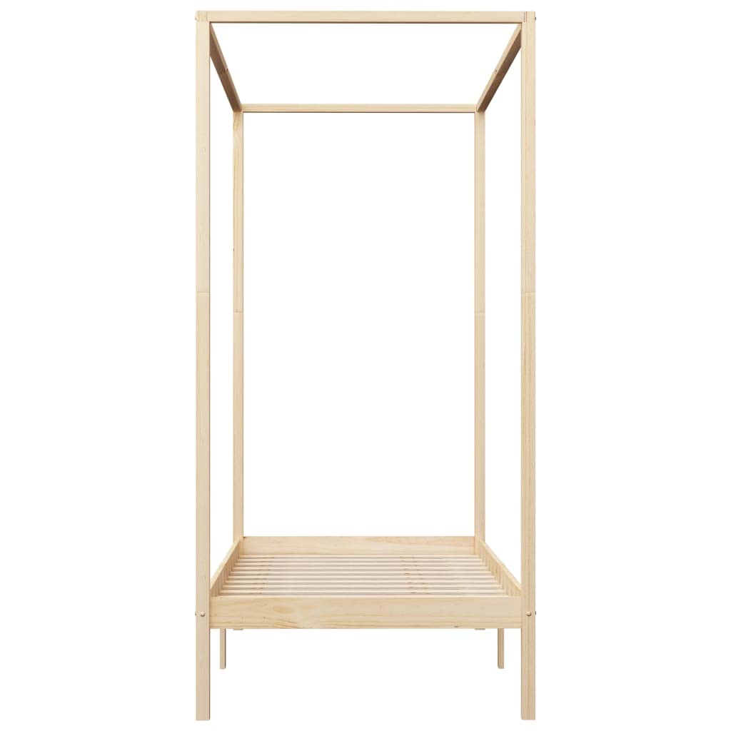Cadre de lit à baldaquin en Bois Massif 100x200 cm avec sommier à Lattes Robuste pour Chambre Adulte, Structure Plateforme élégante, Design avec tête et Pied