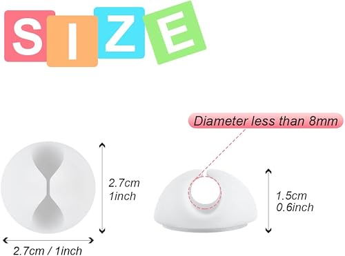 Miniatura 2 de Shintop Clips para cables, paquete de 6 soportes de cable blanco, organizador de cables para organizar escritorio, mesita de noche, cargador de