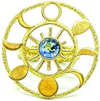 Moon Phases and Earth Cocktail Ring in Gold Tone
