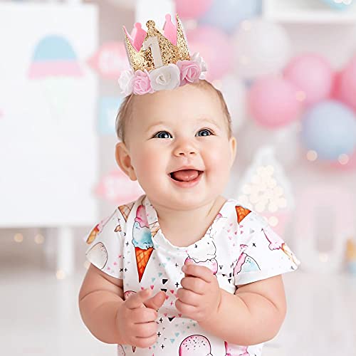 1St Birthday Hat Girl Decorations First For Baby Gifts Rose Gold Pink Crown Party One Year Old Princess #TOP6