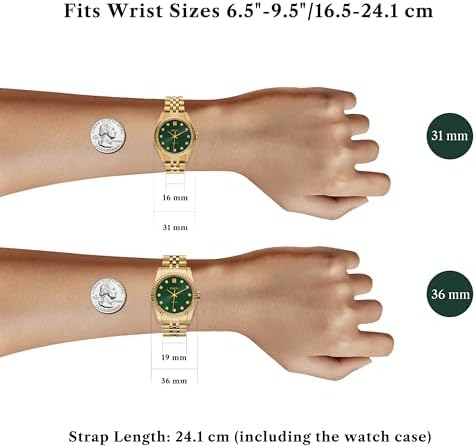 PASCAL Timeless Classic Diamond Watch for Men (Emerald Green, 36) - 3