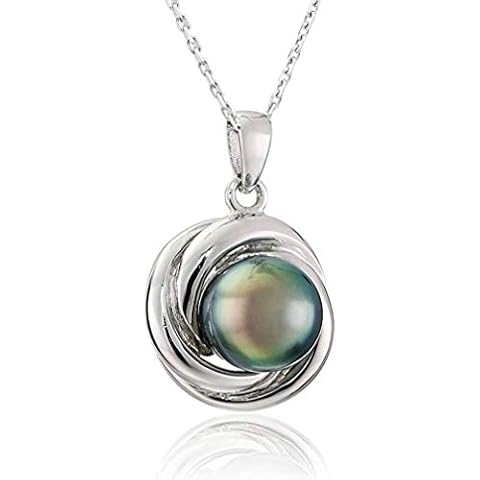 CHAULRI Love Knot Tahitian Black Pearl Pendant Necklace 18K Gold Plated 925 Sterling Silver- Birthday Anniversary Jewelry Gifts for Women Wife Mom Daughter Cover