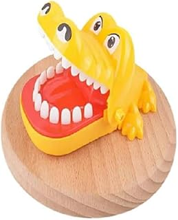 لعبة عض الأصابع البلاستيكية بتصميم التمساح تعمل من طريق الضغط على الأسنان (أصفر)