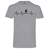 ice hockey helmet camera Regular Fit Herzschlag Eishockey T-Shirt  EKG  Hockey  Ice  Feld  Helm  Ball Schläger Grau Meliert L