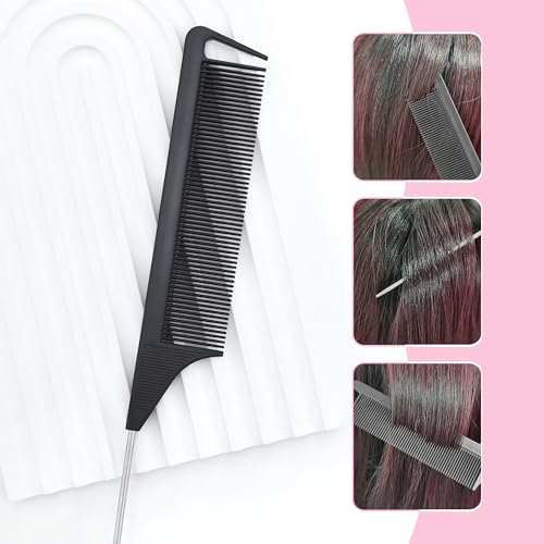 Quacc 3 PCS Hair Styling Tool Set Topsy Tail Hair Tools with Tail Comb (Black)