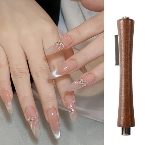 Image of 3 in 1 Cat Eye Nail Magnet for Nails Double-Head Slim Waist Gel Nail Polish Magnet Wand Strong Magnetic Magic Cat Eye Nail Tools For Nail Art Decoration Nails Salon Brown