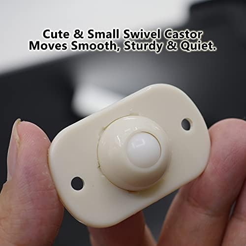Casoter Mini Self-Adhesive Ball Castor Set, ABS Plastic Swivel Wheels for DIY Furnitures, Cute & Sturdy & Silent & Smooth, 8 Pack