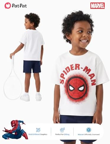 Disney Spiderman White Tee Shirt Kids Marvel Avengers School-Age Boys Short Sleeve Shirts for Summer Holiday Jersey Hawaiian Graphic Tops Cool Sports Outerwear Back to School Daily Apparel 6-7 Years - 3
