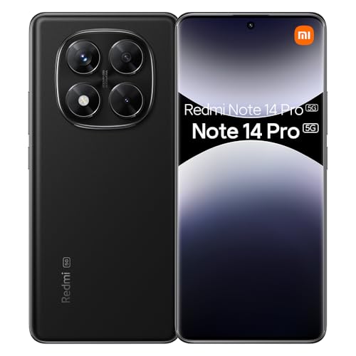 XIAOMI Redmi Note 14 Pro 5G Smartphone, 6,67 pulgadas, negro, 8 GB RAM, 256 GB, 5110 mAh,Dual SIM, NFC(No incluye cargador)
