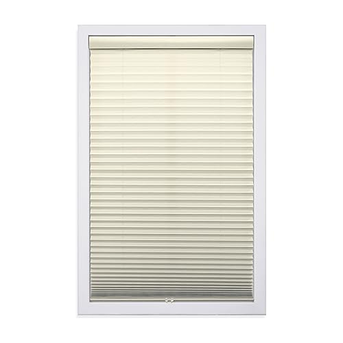 DEZ FURNISHINGS Cordless 1" Light Filtering Pleated Shade, Fabric, 65.5"W x 64"H, Ecru by DEZ FURNISHINGS - Used condition - US$18.30