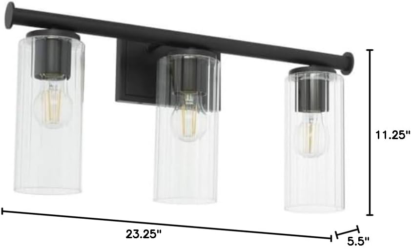 Quorum Lighting Juniper - 3 Light Bath Vanity-11.25 Inches Tall and 23.25 Inches Wide-Matte Black Finish