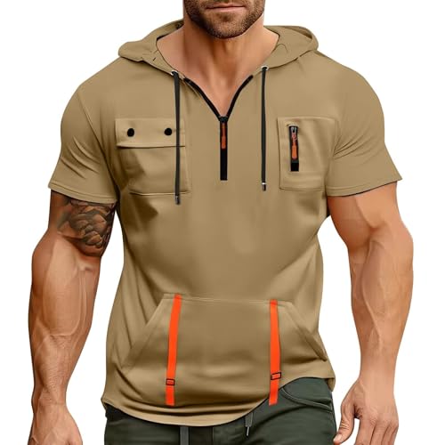 Sweat à capuche à manches courtes homme YRxUIAI pour le sport