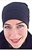 Premium Soft Comfy Sleep and Chemo Cap, Hat Liner - Tagless 100% Organic USA Cotton (Black)Medium/Large