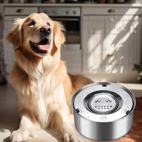 3L Dog Water Bowl，FRMITKL 101oz 304 Stainless Steel No Spill Large Capacity Dog Food Water Bowl Slow Water Feeder, Spill Proof Pet Water Dispenser Vehicle Carried Travel Water Bowl for Dogs, Cats - Thumbnail 6