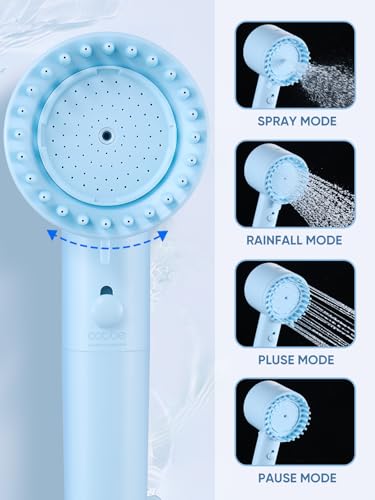 Image of Filtered Shower Head with Handheld, Showerhead with Filters Blue