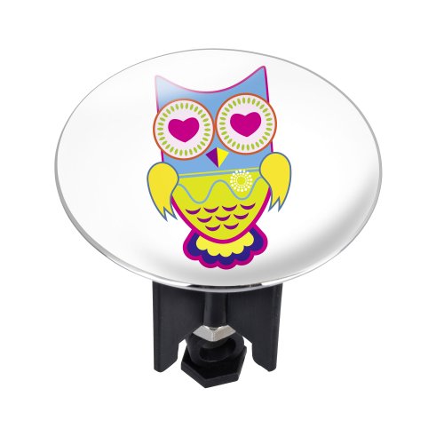 WENKO 21383100 Waschbeckenstöpsel Pluggy XL Owl - Abfluss - Stopfen, Messing, Kunststoff, Durchmesser 6,2 x 6,5-9,5 cm