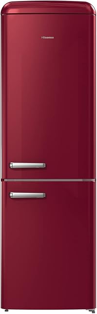 Hisense RB390N4RRDUK Retro Freestanding Fridge Freezer, Red