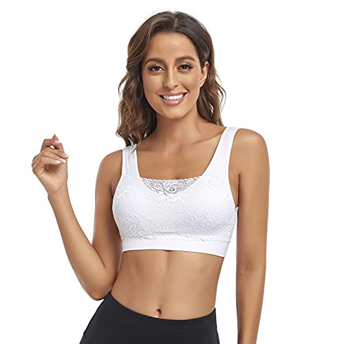 Litthing Lace Bralettes for Women Padded Sports Bra Seamless Plus Size Tank Tops Wirefree Comfort Yoga Cami T Shirt Bras3