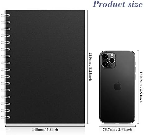 4 Pieces A5 Spiral Blank Hard Cover Notebook Blank Sketchbook Kraft Spiral Notebook Blank Inner Pages 50 Sheets of 100 Pages for Home School Office (Solid Color)