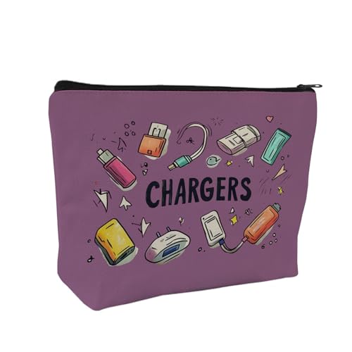 Plugs Cables & Chargers - Makeup Bag for Women Travel - Zipper Cosmetic Storage Bag with Vibrant Designs, Soft Fabric & Multi-Use Functionality (Gift for Birthdays, Graduation, Christmas) (Style G)