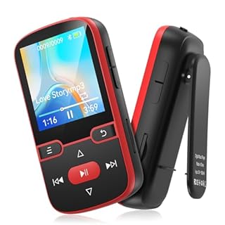 64 GB Lettore MP3 Bluetooth 5.3 con clip, lettore musicale sportivo HiFi, schermo da 1,5 pollici con pulsanti fisici, radio FM/contapassi/registratore vocale, pesa solo 28 g, scheda TF fino a 128GB