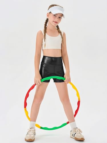 Image of Haloumoning Girls Athletic Shorts Kids High Waisted Yoga Dance Biker Shorts Comfy Gymnastics Shorts 5-14Y
