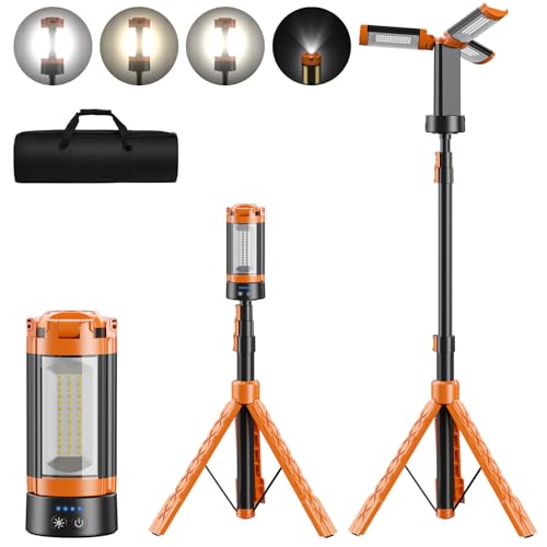 Begally Rechargeable LED Emergency Lantern Portable Camping Lights 9000Mah with Stand-Telescopic 29-79 Magnetic Work Light 10000 Lumen with Detachable Tripod for Outdoor Home Garden Patio
