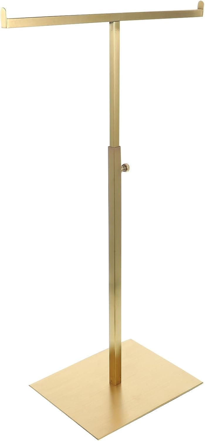 Mikikit T-shaped Adjustable Handbag Display Rack Gold Stainless Steel Bag Hanger Organizer Stand for Store Boutique Retail