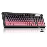 MageGee GK960 Wireless Keyboard, 98 Keys Tri-Mode BT/2.4G/Wired Membrane Gaming Keyboard, RGB Creamy Keyboard with Number Pad, Knob Control, Side Printed Keycaps, 4000mAh Battery - Black & Pink