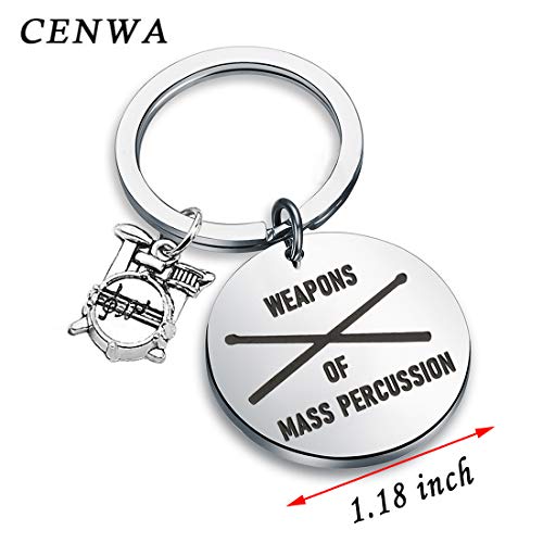 CENWA Drummer Gift Drummer Keychain Weapons of Mass Percussion Drum Kit Gifts Musician Keychain2